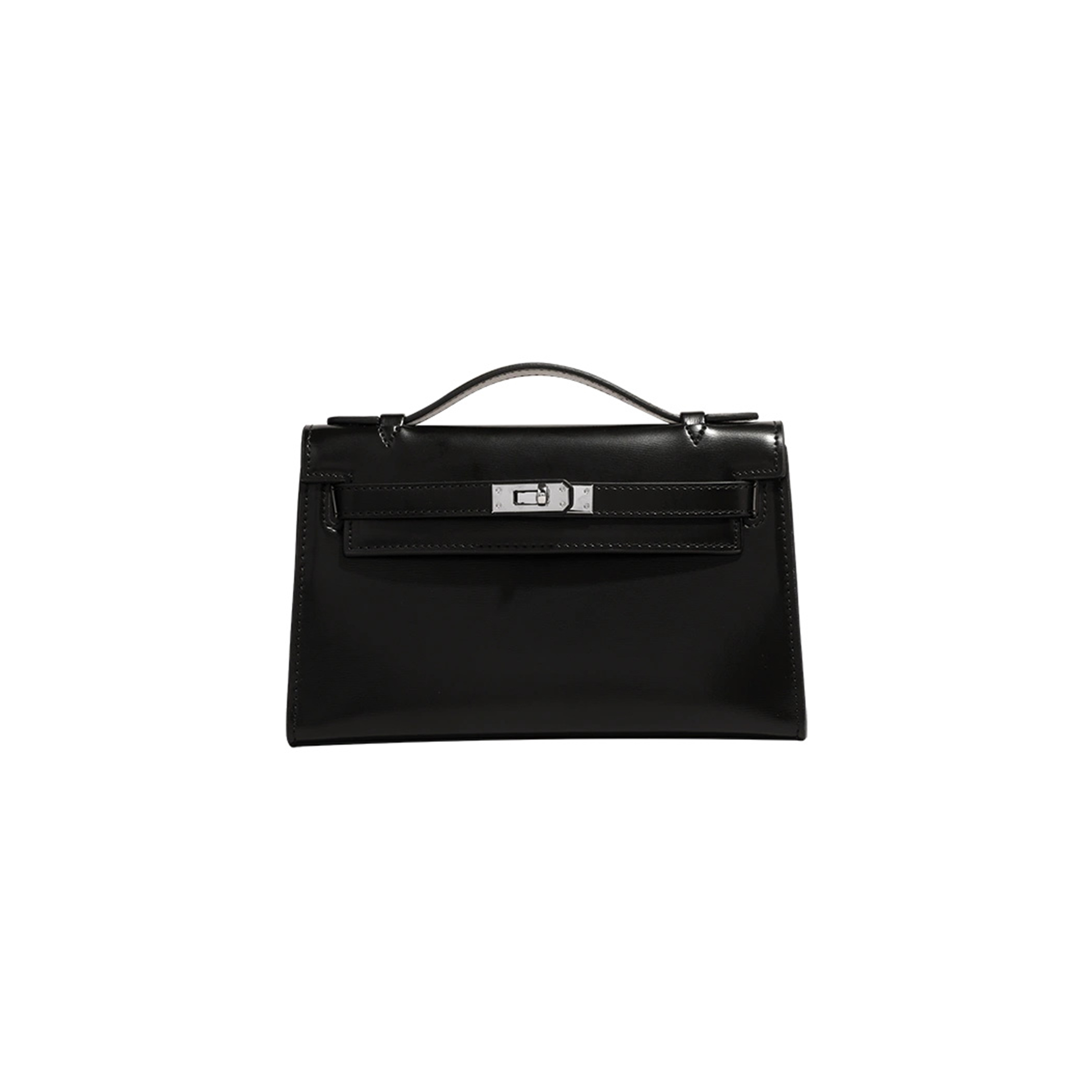 HERMÈS BLACK BOX LEATHER KELLY POCHETTE BAG (22*14*7cm) 